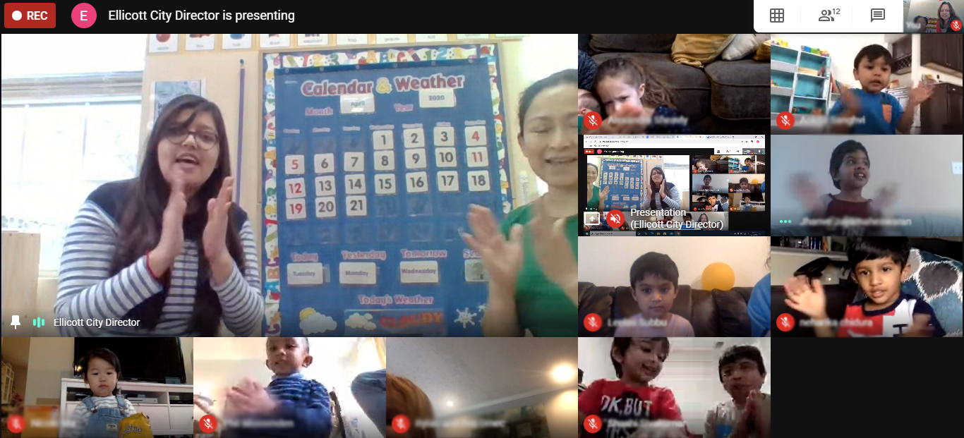 A screenshot from Circle Time Live via Google Meet