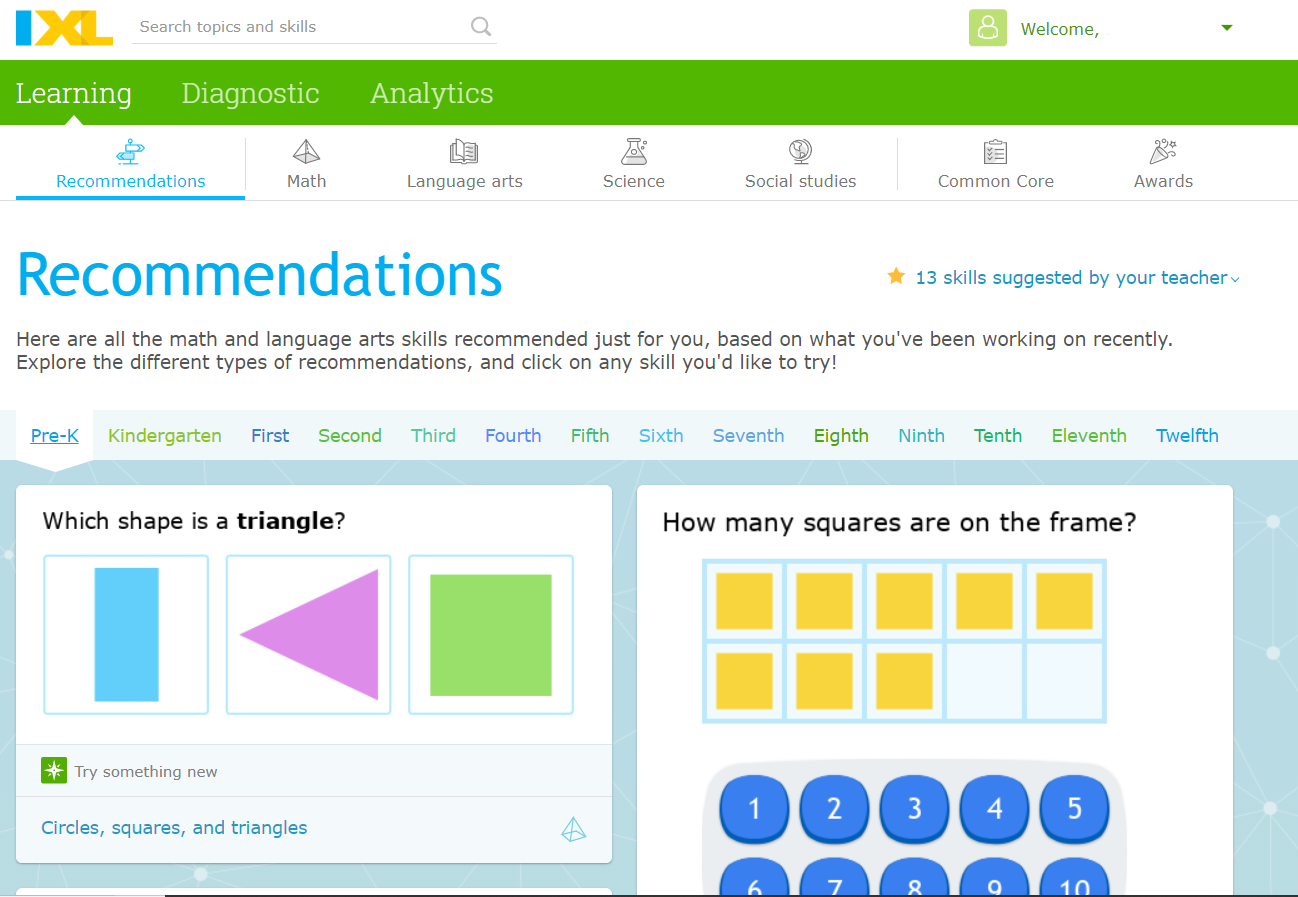 Screenshot from the IXL Platform with Sample Questions